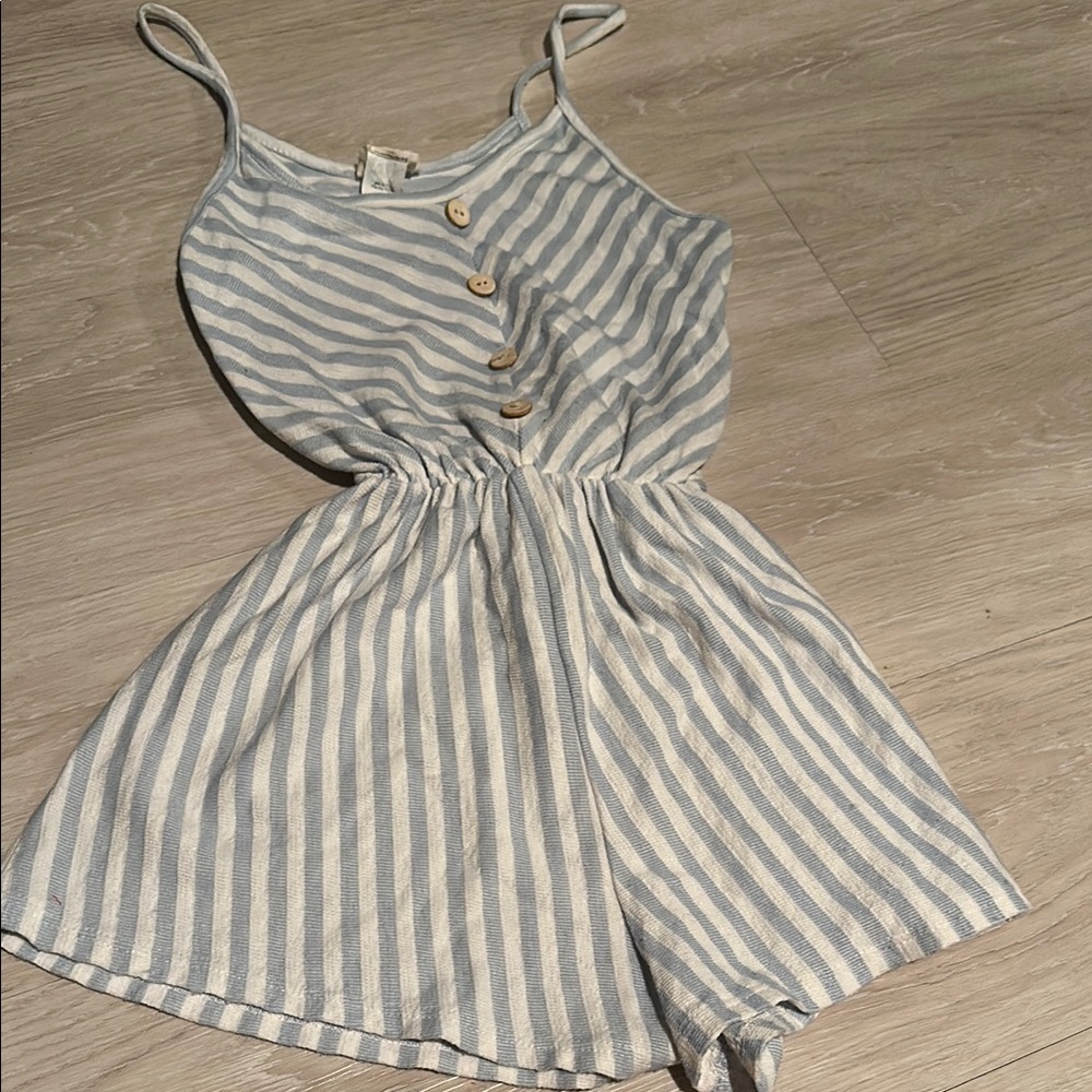 Caution To The Wind Blue and White Striped Kids One Piece romper